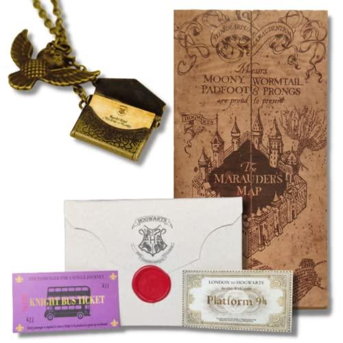 Kit Mapa do Maroto, Carta Hogwarts & Colar Edwiges Coruja - Harry Potter