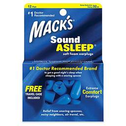 Protetor Auricular Mack's Sound Asleep Redução de Ruído 32dB 12 pares Cor:Azul