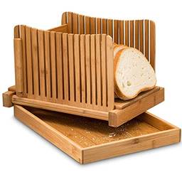 Tábua de cortar, KKcare Fatiadora de pão de bambu com tábua de cortar Fatiadora de pão ajustável dobrável para bolos de pão caseiro
