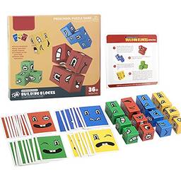 Mibee Jogo de quebra-cabeça de expressão divertida para crianças, quebra-cabeças educacionais, pensamento lógico e família