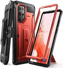 SUPCASE Capa Unicorn Beetle Pro Series para Samsung Galaxy S22 Ultra 5G (versão 2022), capa robusta de camada dupla com clipe de cinto e suporte sem protetor de tela integrado (vermelho)