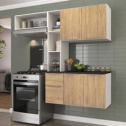 Cozinha Compacta com Armário e Balcão Mp2002 Sofia Multimóveis Branca/rustic