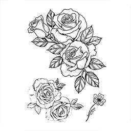 Romacci 1 Folha 3D Big Rose Peony Flower Girls Tatuagens Falsas Temporárias Tatuagem de Manga de Ombro no Pescoço Tatuagens À Prova D 'Água Grande Peônia Videira Flor Rosa DIY Tatuagem Adesivos para Mulheres
