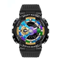 SANDA Relógio Masculino Criativo Impermeável Relógio Esportivo Quartzo Multifuncional Relógio Militar Masculino (Black color)