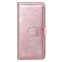 Capa carteira para Motorola Moto G 5G Plus couro PU Flip Stand [10 cartões] [cor sólida] capa para telefone coldre - ouro rosa