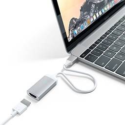 Satechi Adaptador HDMI de Alumínio Tipo C 4K (60Hz) - Compatível com 2022 MacBook Pro M2, 2021 MacBook Pro M1, 2020 MacBook Air/Pro M1, 2022 iPad Air M1, 2021 iPad Pro M1 (Prata)