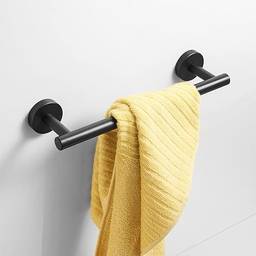 FKmindyq Toalheiro de Parede 30cm Inox Porta Toalhas de Banheiro, Espaço útil (toalha): 24cm (Preto)