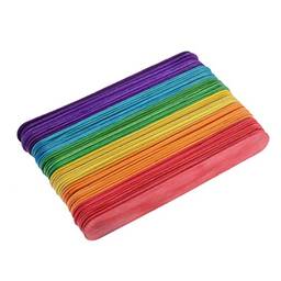 Baoblaze 50 peças de palitos de picolé coloridos de arco-íris para projetos de arte, melhoradores de casa, palitos de artesanato de madeira DIY - M