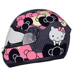 Capacete Fechado Moto Peels Spike Hello Kitty Ribbon Preto Chumbo/Rosa 56