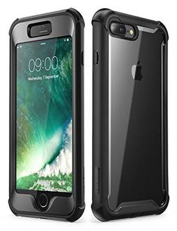 i-Blason Capa para iPhone 8 Plus/iPhone 7 Plus, [Ares] Capa amortecedora transparente robusta de corpo inteiro com protetor de tela integrado (preto)