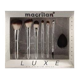 Kit Luxe com 6 pincéis profissionais e 1 esponja para maquiagem - ED002, Macrilan
