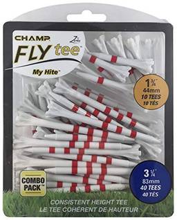 Champ 86504 Zarma Flytee My Hite 8-1/4" Combo Pack Branco com Listras Vermelhas Golf Tees