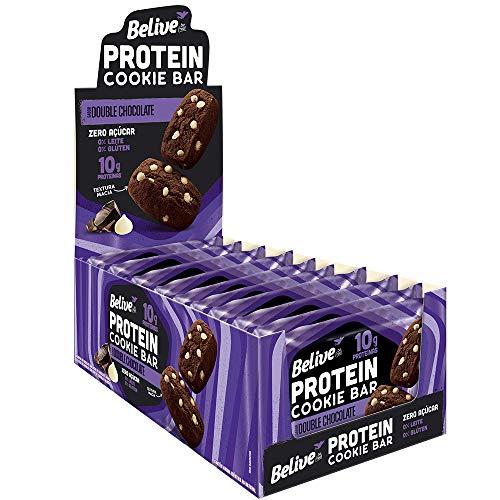 Cookie Bar Protein Double Chocolate Sem Açúcar Sem Glúten Sem Lactose Belive 40g Display com 10 unidades