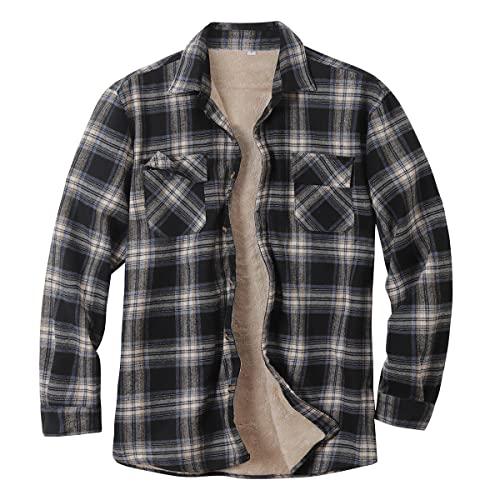 JHDESSLY Camisas masculinas de lã de manga comprida com botões forrados quentes para acampamento jaqueta xadrez cardigã suéter casaco casaco para uso externo