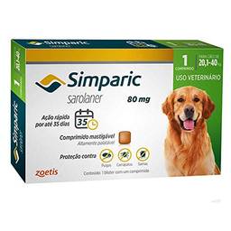 Antipulgas Zoetis Simparic 80mg para Cães de 20,1 a 40kg - 1 comprimido