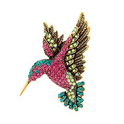 Broche de pino de cristal austríaco multicolorido colorido de beija-flor de pássaro dourado antigo