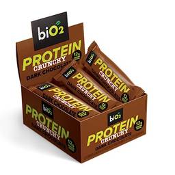 biO2 Display Barra de Proteína Dark Chocolate, 9 unidades de 50 g, Protein Crunchy Vegana e sem Glúten