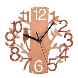 Relógio de parede de pássaro decoração de parede tridimensional relógio de parede de madeira adequado para sala de estar cozinha quarto banheiro decoração de escritório