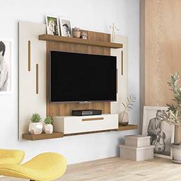 Painel com suporte para TV até 50" com porta basculante CRONOS cor Off White com Pinho