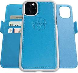 2-in-1 carteira-capas para iPhone SE 2020 iphone 8/7, magnético destacável Choque-choque TPU Slim-Case, proteção RFID, suporte de 2 vias, couro vegano de luxo, giftbox (iPhone 11 Pro Max,Sky)