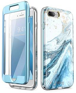 i-Blason Capa transparente Cosmo Glitter para iPhone 8 Plus/iPhone 7 Plus, azul