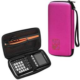 Bolsa de transporte da calculadora gráfica BOVKE para Texas Instruments TI-84 Plus CE / TI-83 Plus CE / Casio fx-9750GII, bolso com zíper extra para cabos USB, manual, lápis e outros itens, positivamente rosa