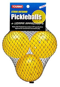 Tourna Pickleballs Strike Outdoor (pacote com 3) - Aprovado pela USAPA, amarelo
