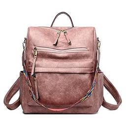 Mochilas femininas, mochilas escolares, bolsas de ombro, bolsas, bolsas escolares multifuncionais casual retrô (Rosa)