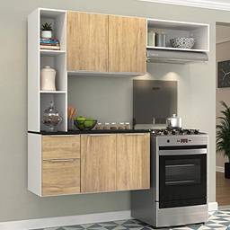 Cozinha Compacta com Armário e Balcão Mp2001 Sofia Multimóveis Branca/rustic