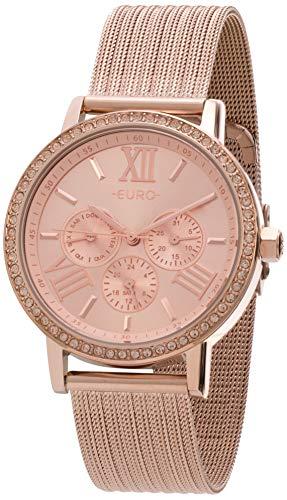 Relógio Euro, Pulseira de Aço, Feminino, Rosé