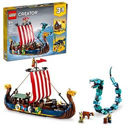 LEGO® Creator 3 em 1 Navio Viking e a Serpente de Midgard 31132 Kit de construção (1.192 peças)