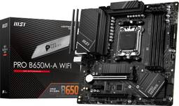 MSI Placa-mãe Pro B650M-A WiFi ProSeries (AMD AM5, mATX, DDR5, PCIe 4.0, M.2, SATA 6Gb/s, USB 3.2 Gen 2, HDMI/DP, Wi-Fi 6E, processadores de desktop AMD Ryzen série 7000)