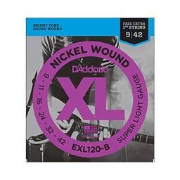 Encordoamento Para Guitarra .009-.042 Com Corda Extra PL009 D'Addario XL Nickel Wound EXL120-B