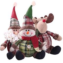 YUANstore 1/3 peças de enfeite de árvore de Natal para decoração de ano novo, rena, boneco de neve, Papai Noel em pé, boneca de Natal