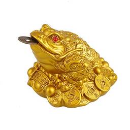 TopMountain Sapato de latão Feng Shui Money Frog (sapo rico ou sapo-dinheiro) estátua/Estátua Chan Chu/sapo-da-sorte/sapo-dinheiro