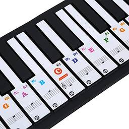 Alomejor Adesivo de piano 61/88, teclado, nota musical, adesivo removível para Biginners Piano Note Label (colorido)