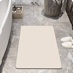 Auntzyj Tapete de banho de terra diatomácea, tapetes de banho de secagem rápida, adequado para banheiros, cozinhas e banheiros. (Bege,80 x 50 cm)
