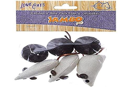 Ratinho e Bola Pack com 6 Unidades Jambo para Cães