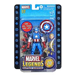 Boneco Marvel Legends Series Aniversário de 20 anos, Figura de 15 cm - Capitão América - F3439 - Hasbro, azul, vermelho, preto e branco