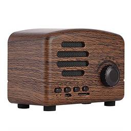 Alto-falante sem fio retro portátil de madeira de mesa rádio FM baixo microfone estéreo suporte a cartão TF USB, compatível com Bluetooth (verde militar)