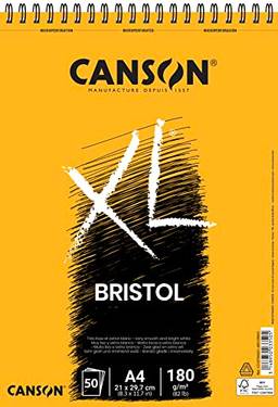 CANSON XL, Papel Bristol Acetinado em Bloco com Espiral, Tamanho 4