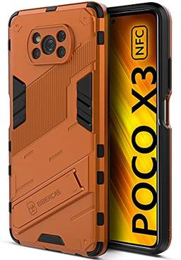 SHUNDA Capa para Xiaomi Poco X3 NFC, ultrafina, de silicone macio, TPU (poliuretano termoplástico), capa traseira resistente com absorção de choque com suporte – Laranja