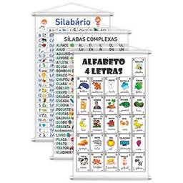 Kit Banners Alfabeto 4 Letras + Silabário Simples + Complexo - 80x50cm