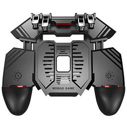 GoolRC Controlador de jogo móvel AK77, Controlador de jogo PUBG Gamepad, com gatilho de jogos com 6 dedos, Controlador de telefone Gamepad com ventilador, Atire Controlador sensível ao toque Gamepad para
