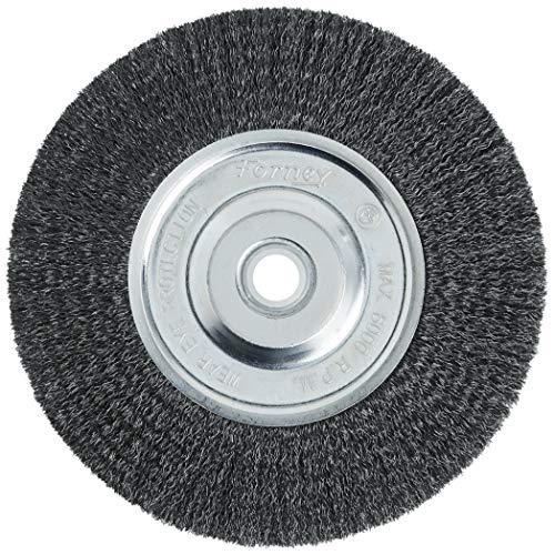 Forney 72747 Escova de roda para bancada de arame, frisada fina com mandril de 1,27 cm e 5/8 polegadas, 15 cm por 0,008 polegadas