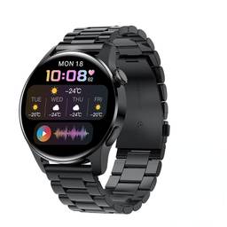 SANDA Bluetooth Call Relógio Inteligente Masculino Toque Completo Esporte Fitness Relógios À Prova D' Água Freqüência Cardíaca Banda De Aço Smartwatch Android IOS (Steel black)