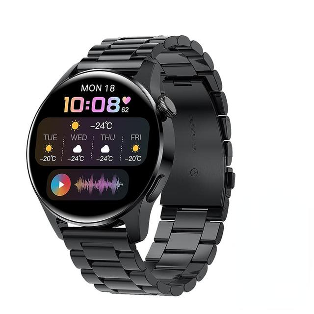 SANDA Bluetooth Call Relógio Inteligente Masculino Toque Completo Esporte Fitness Relógios À Prova D' Água Freqüência Cardíaca Banda De Aço Smartwatch Android IOS (Steel black)