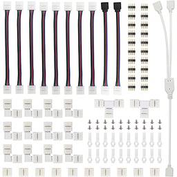 Romacci Kit de conector de tira LED 95pcs 5050 RGB com tiras em forma de T em forma de L e acessórios de tira de LED para conexão de fio de luz ferramenta de união de terminais