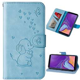 Capa carteira XYX para iPhone Xs Max 6,5 polegadas, [elefante amor em relevo] capa protetora flip de couro PU com compartimentos para cartão para meninas/mulheres, azul