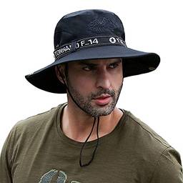Mabor Chapéu de sol masculino, chapéu de pesca com proteção UV FPS 50+, chapéu de balde refrescante, chapéu de jardinagem/jardim, chapéu de verão, pesca e praia, preto, Preto, Medium